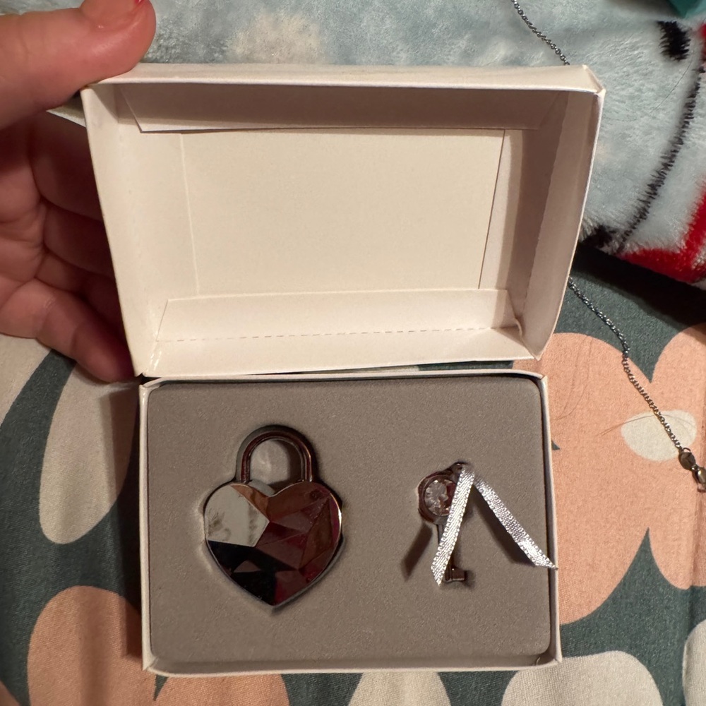 Swarovski Heart Lock and Key Pendant